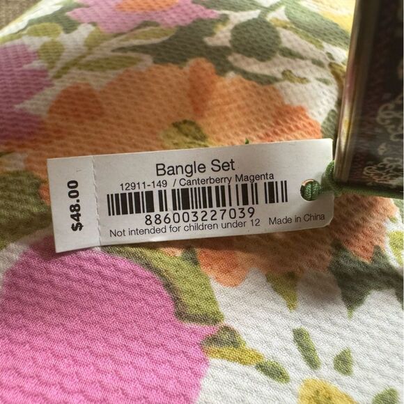 Vera Bradley Womens Bracelet Canterberry Magenta Bangle‎ Set NWT Boho - Picture 5 of 5